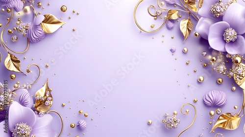 Lavish Lavender Flowers Gold Accents Elegant Design