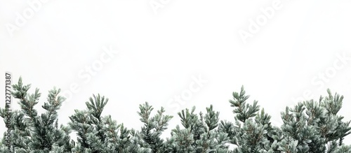 Fir Tree Branches on White Background for Seasonal Greeting Card Design with Copyspace for Personalized Text Messages photo