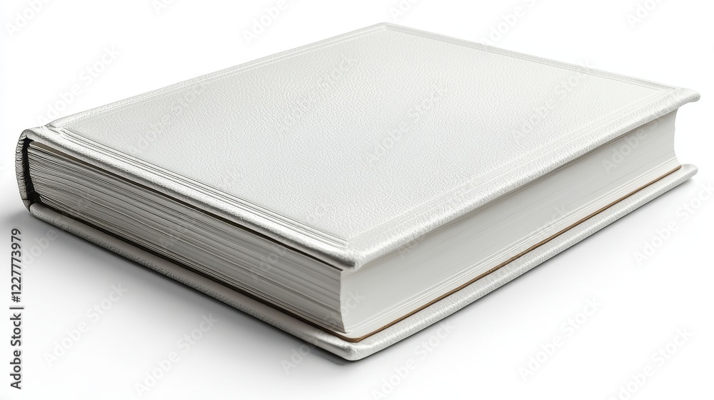 A closed white book with a textured cover, suggesting a journal or diary. A closed white book with a textured cover, suggesting a journal or diary.