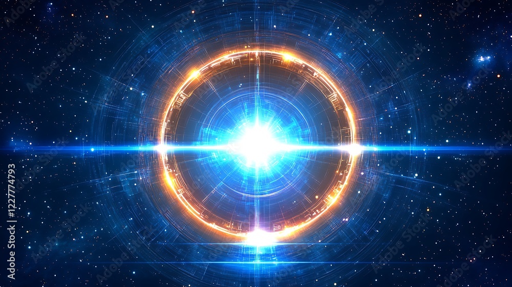 Obraz premium Cosmic Portal Glowing Brightly In Deep Space