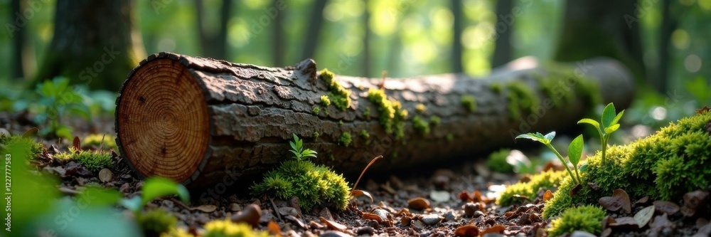 Decaying log in the forest, decay, moss, earthy Decaying log in the forest, decay, moss, earthy