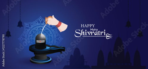 Happy Maha shivratri lord shiva festival vector poster