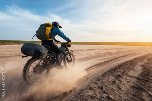 Wallpaper Mural Selective focus biker riding motor bike in desert with smoke dust, Endurance biker in desert, Adventure outdoor activity for biker. Torontodigital.ca