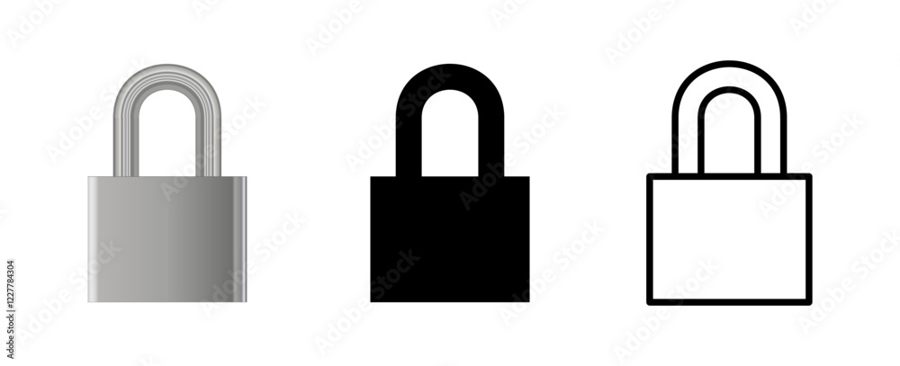 Locked padlock icon. Locked set Locked padlock icon. Locked set