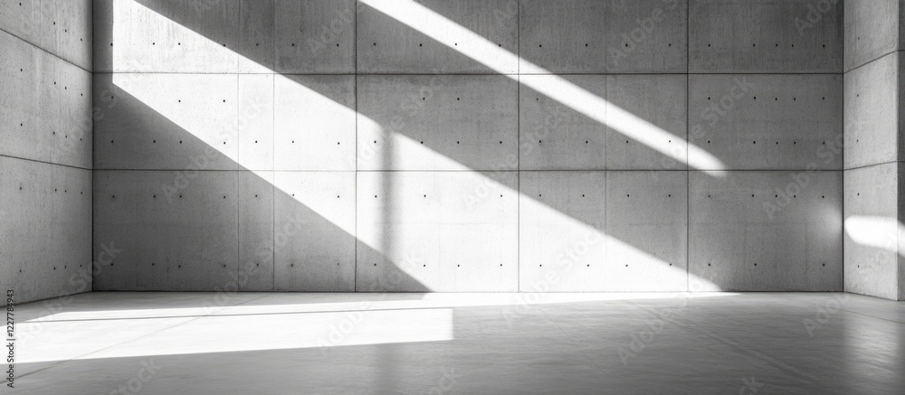 Fototapeta premium Panoramic Gray Concrete Wall Background with Ambient Lighting and Empty Space for Text or Design Use