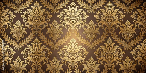 Elegant damask pattern with intricate floral motifs and rich gold accents, rustic, traditional, rustic,traditional,decorative, ornate photo