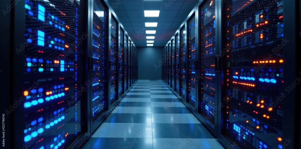 Computer server room with rows of servers , tech, electronics, server Computer server room with rows of servers , tech, electronics, server