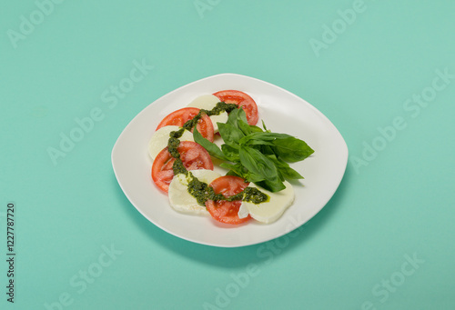 tasty and healthy salads in a plate on a beautiful background