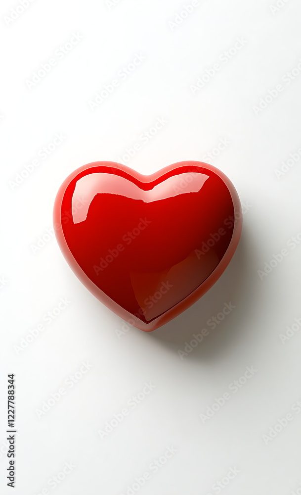 3D heart shape in red on a white background 3D heart shape in red on a white background