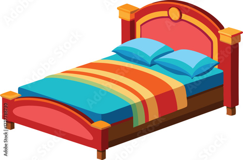 Illustration of  beautiful  bed on white background