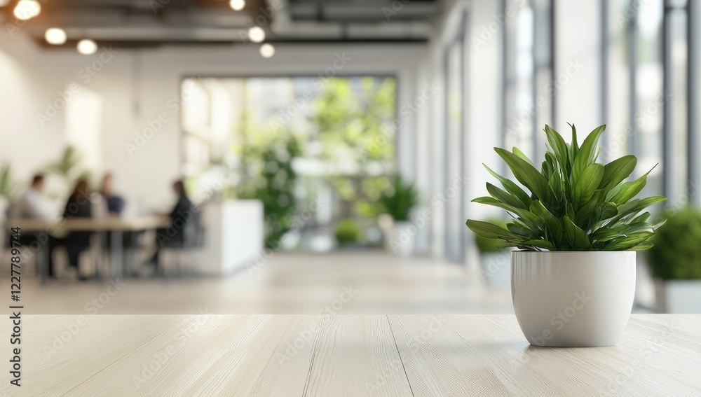 Fototapeta premium Modern Office Plant: Serene Workspace with Greenery