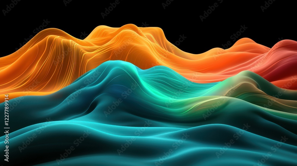 Fototapeta premium Abstract color waves interacting in a digital artwork vibrant environment artistic viewpoint