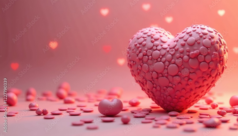a heart-shaped object made of small pink dots, surrounded by scattered small pink dots. a heart-shaped object made of small pink dots, surrounded by scattered small pink dots.