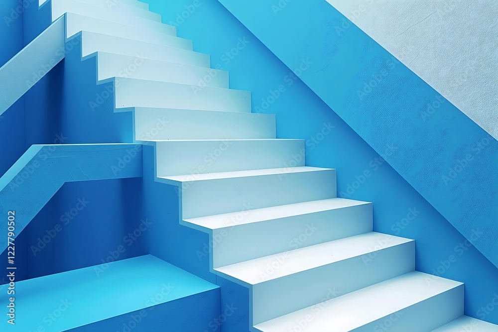 Abstract blue background with stairs and stairs. 3d render illustration. Abstract blue background with stairs and stairs. 3d render illustration.