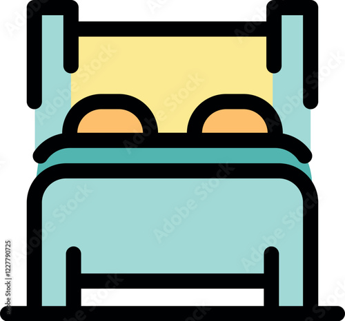 Cozy double bed with two pillows and a blanket, perfect for a restful night's sleep in a hotel or bedroom