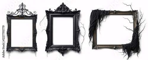 Horror picture frames isolated on transparent background 