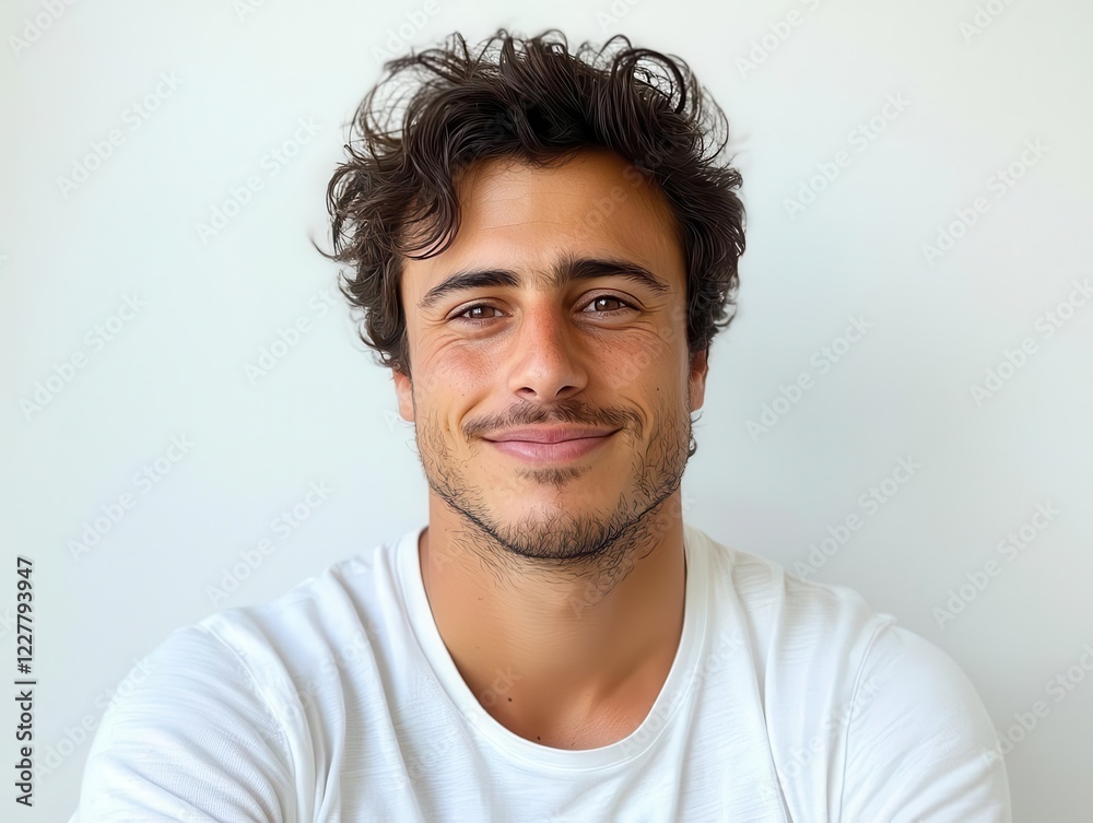 Fototapeta premium A bright living room with a neutral color palette, a single modern sofa, and a minimalist coffee table, clean lines and airy feel