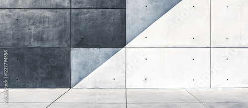 Abstract gray and white cement wall texture in daylight with empty space for landscape design or promotional text use photo