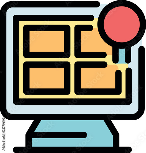 Desktop computer monitor receiving quality certification with four boxes displayed on the screen