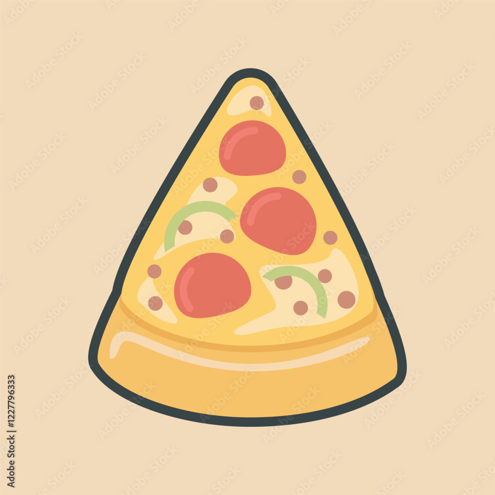 slice of pizza in outline flat vector design slice of pizza in outline flat vector design