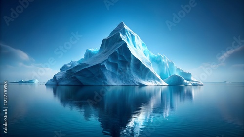 Majestic Arctic Iceberg, Glacial Reflection, Serene Ocean Landscape