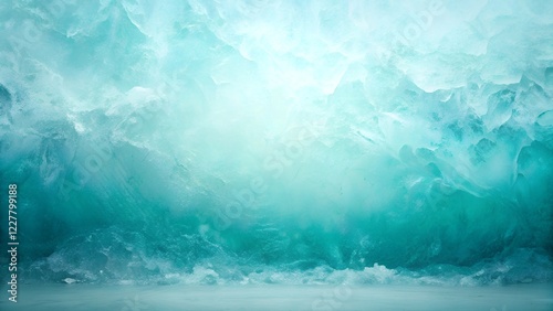 Stunning Teal Ice Cave, Glacial Formation, Winter Wonderland