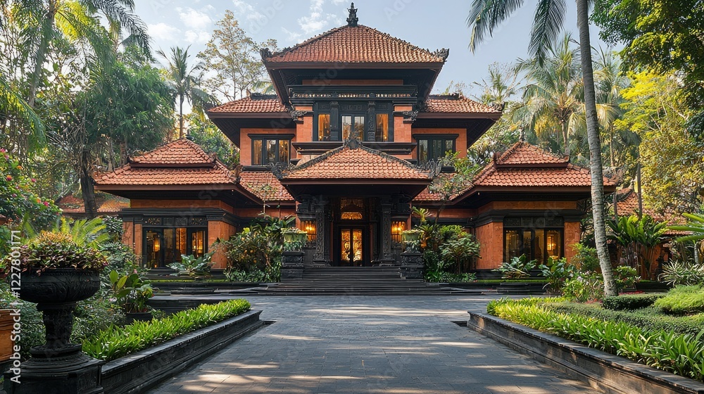 Luxurious Javanese Style Mansion Amidst Lush Tropical Foliage Luxurious Javanese Style Mansion Amidst Lush Tropical Foliage