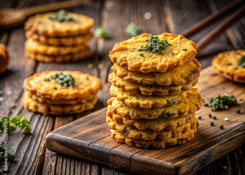 Crispy Chinese Fried Seaweed Cookies - Delicious Snack Food Photography photo