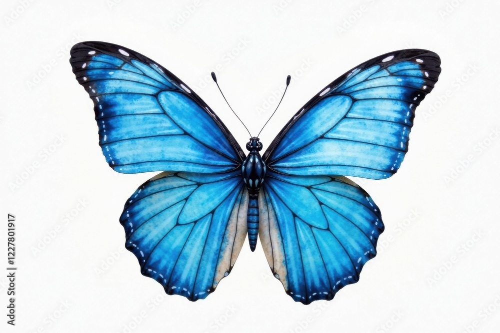 Fototapeta premium Butterfly wings blue watercolor delicate , blue, watercolor, colorful