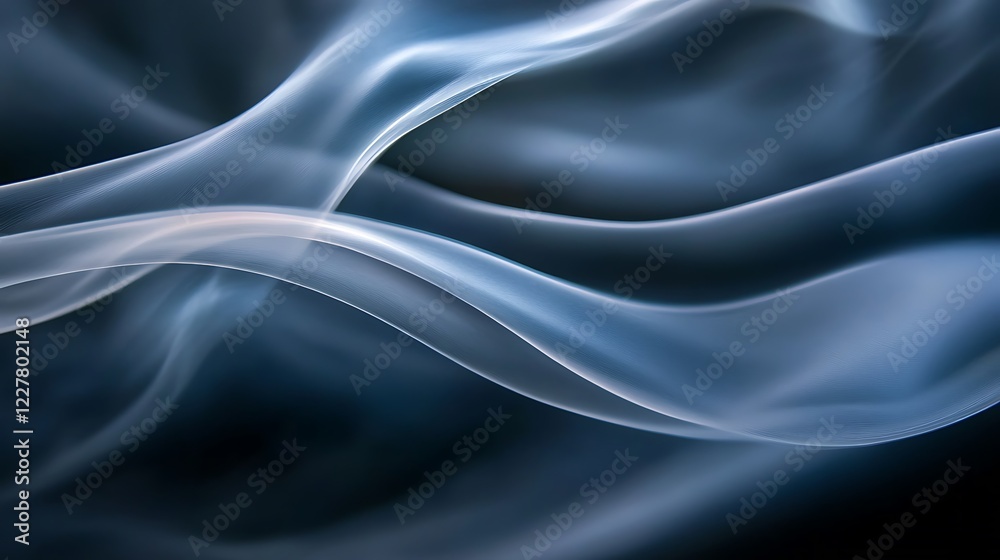 Abstract Blue Smoke Waves Flowing Gracefully Abstract Blue Smoke Waves Flowing Gracefully