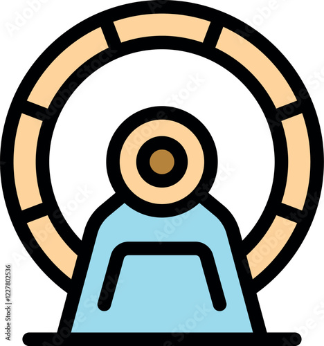 Astronaut entering a rotating space colony gate, symbolizing futuristic space exploration and advanced technology