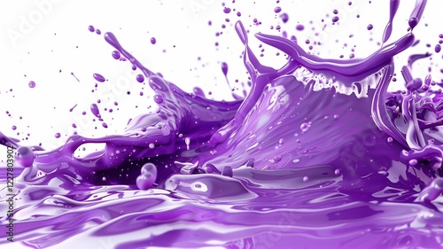 Vibrant purple liquid wave captured in motion with smooth curves photo