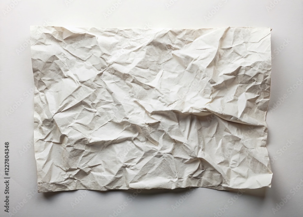 Crumpled White Paper Texture: Retro Style Background, Aerial Drone View Crumpled White Paper Texture: Retro Style Background, Aerial Drone View