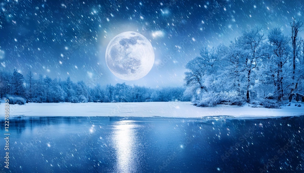 Naklejka premium landscape with moon