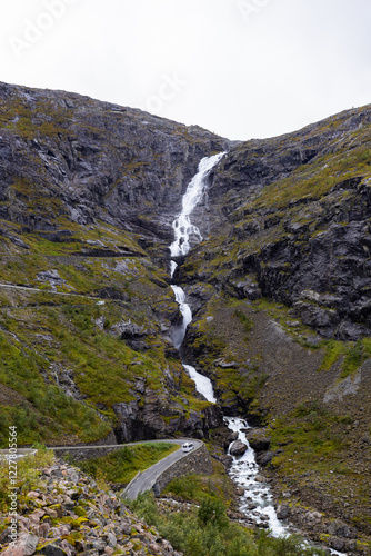 Motorhome camper in autumn in Trollstigen road in Norway, Europe photo