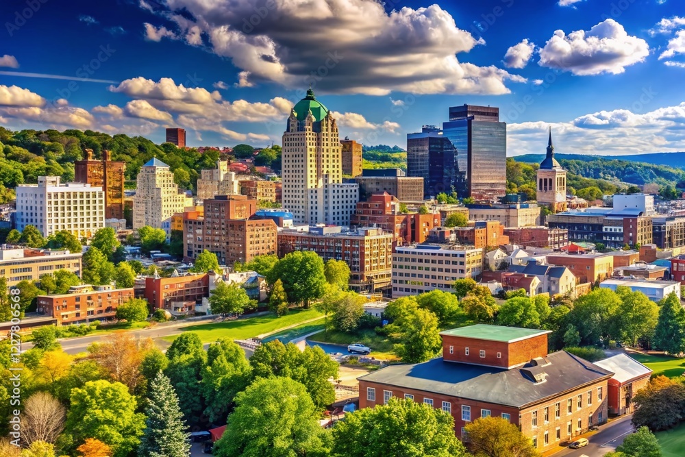 Obraz premium Cumberland Maryland Scenic Cityscape Skyline View - Panoramic City Photo