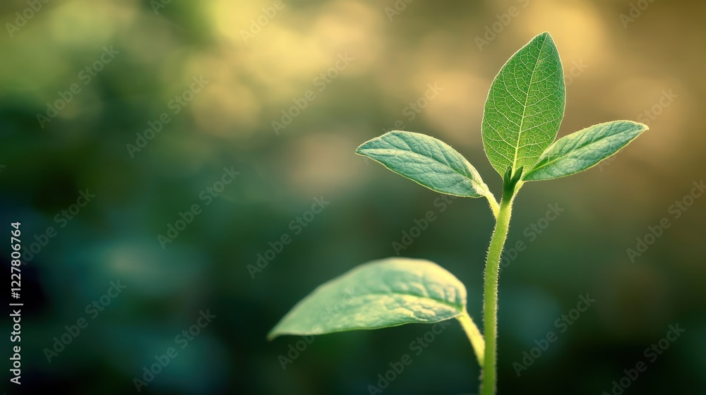Fresh green sprout emerging in soft natural light Fresh green sprout emerging in soft natural light