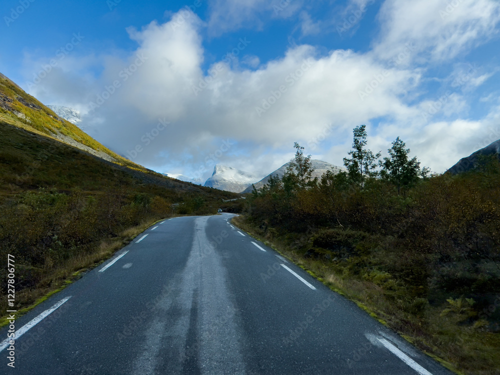 Naklejka premium Autumn landscape in Trollstigen road in south Norway in Europe