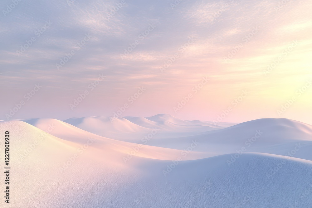 A tranquil view of dunes merging seamlessly with a sky filled with soft pastel hues A tranquil view of dunes merging seamlessly with a sky filled with soft pastel hues