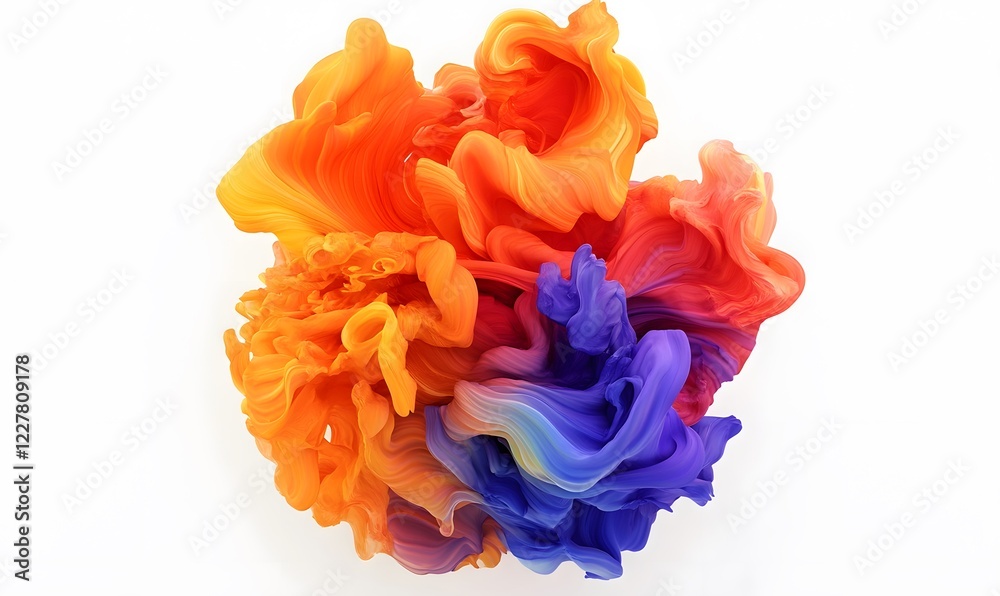 Colorful ink swirling, studio shot, white background, abstract art, design element Colorful ink swirling, studio shot, white background, abstract art, design element