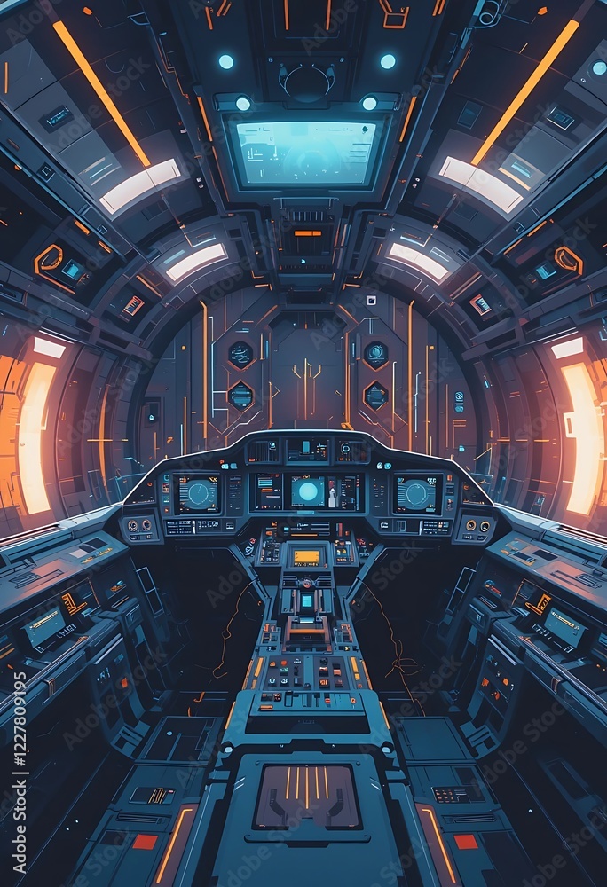 Obraz premium Futuristic Spaceship Cockpit Interior Design