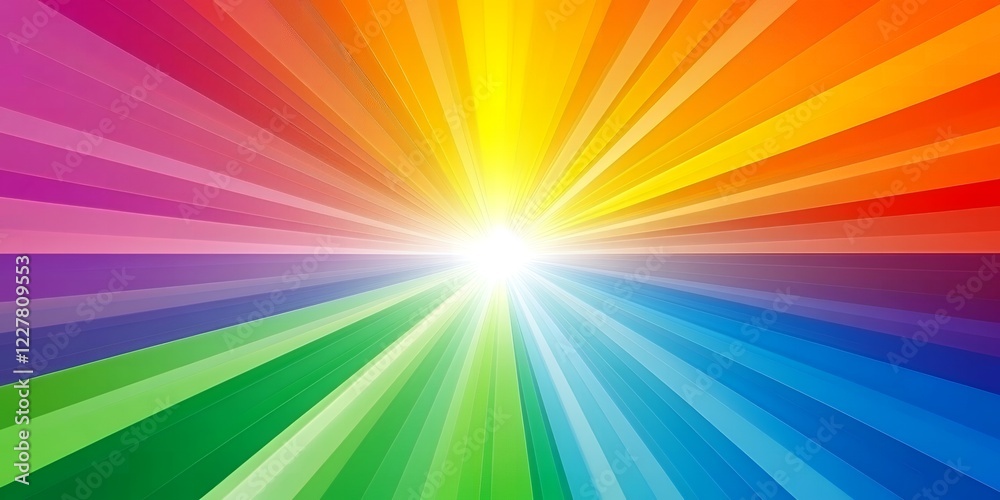Obraz premium Vibrant Rainbow Burst Colorful Radial Stripes Background Abstract Sun Rays Design