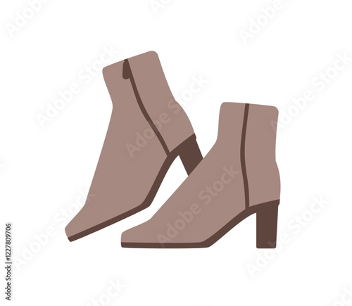 Ankle boots with block heel and pointed toe. Elegant stylish footwear for wom...