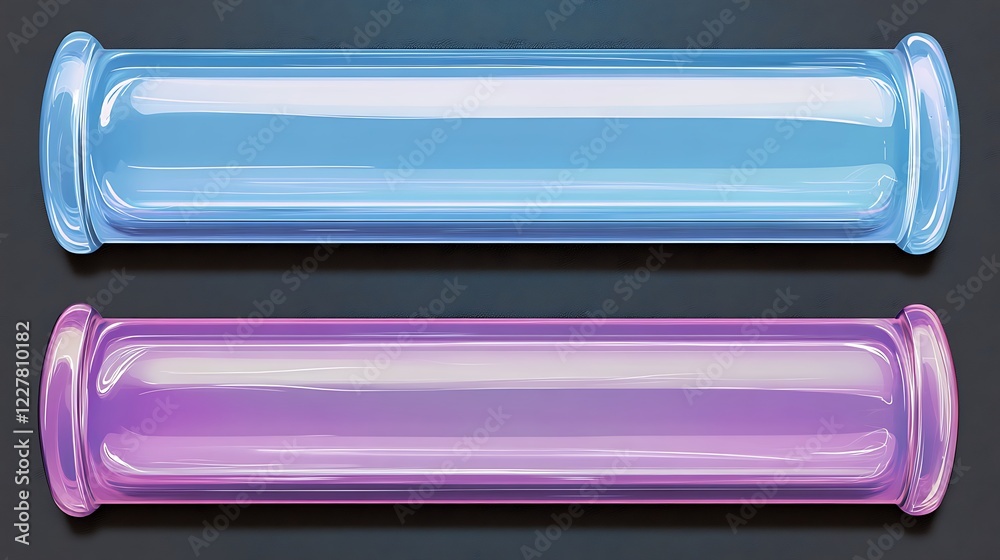 Two Glossy Cylindrical Glass Panels Displayed Horizontally Two Glossy Cylindrical Glass Panels Displayed Horizontally