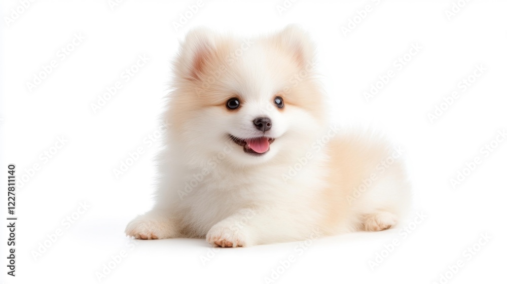 Obraz premium White Puli Dog Portrait on White Background. Generative AI