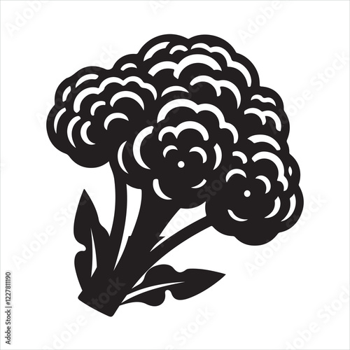 Minimalist Cauliflower silhouette on white background
