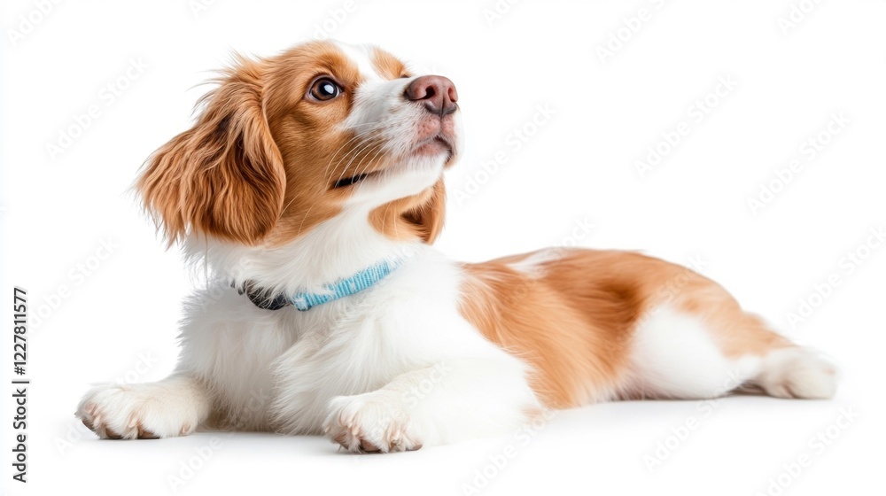 Fototapeta premium Spinone Italiano Dog Sitting Against White Backdrop isolated. Generative AI