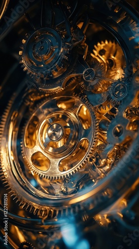 Wallpaper Mural shiny golden clockwork gears in intricate arrangement capturing mechanical precision under warm light concept of technology engineering finance Torontodigital.ca