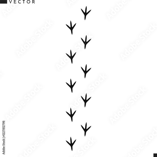 Crow paw print silhouette. Bird paw print vector