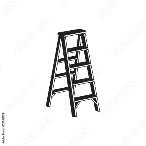 Ladder icon. Black Ladder icon on white background. Vector illustration